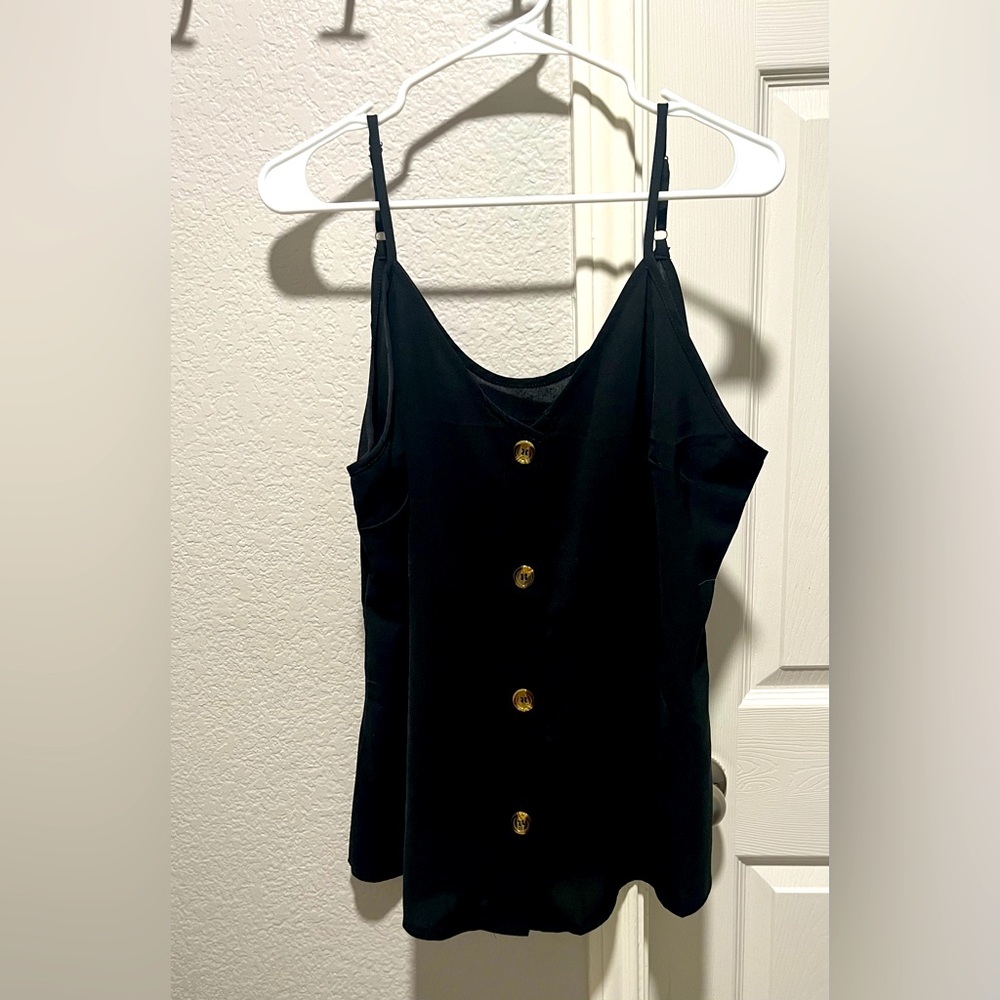 Women’s Black Tank with Button Closure